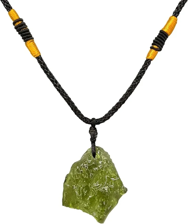 

Artificial Moldavite Crystal Necklace for Men Women, Handmade Irregular Stone Pendant Crystal Energy Jewelry Gifts for Her Him