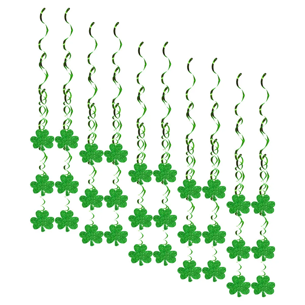 

30 шт. подвесных спиральных украшений в виде клевера ко Дню Святого Патрика, для праздничной вечеринки, свадебного декора