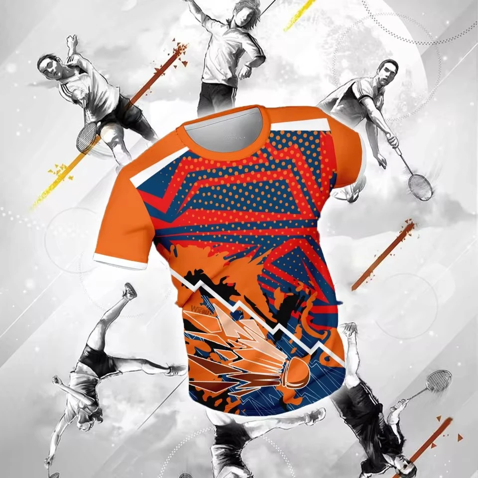 

Men's Quick-dry Badminton Jersey Graphic Print Sports Breathable T-shirt Outdoor Running Fitness Training Uniform T Shirts Tops