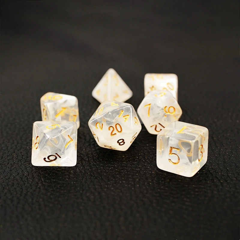 

7Pcs/Set Transparent Smoke Dice D&D COC Dice D4 D6 D8 D10 D% D12 D20 Table Games DND RPG Dice Set