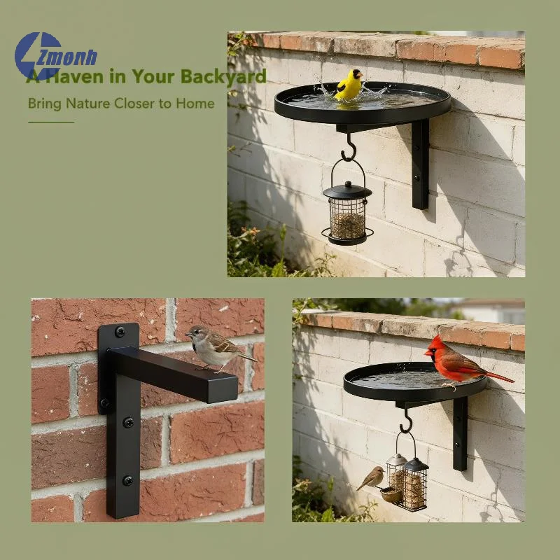 New！Hook Design Iron Wall Bathtub Bird Feeder Easy Install Weather Resistant Outdoor Courtyard Ornament