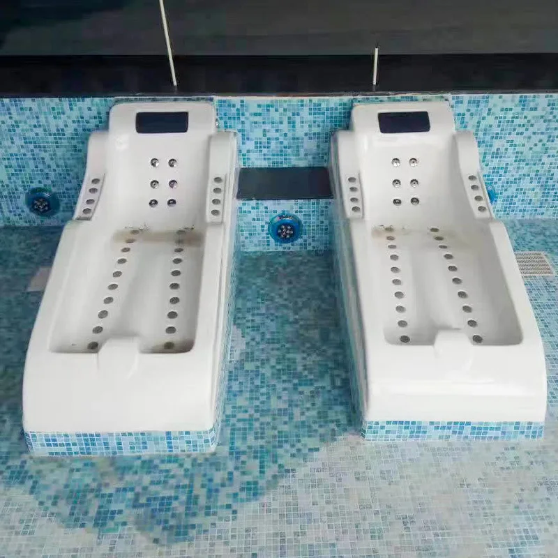 Acrylic luxury space integrated underwater bed spa massage recliner equipment swimming pool hot spring bed