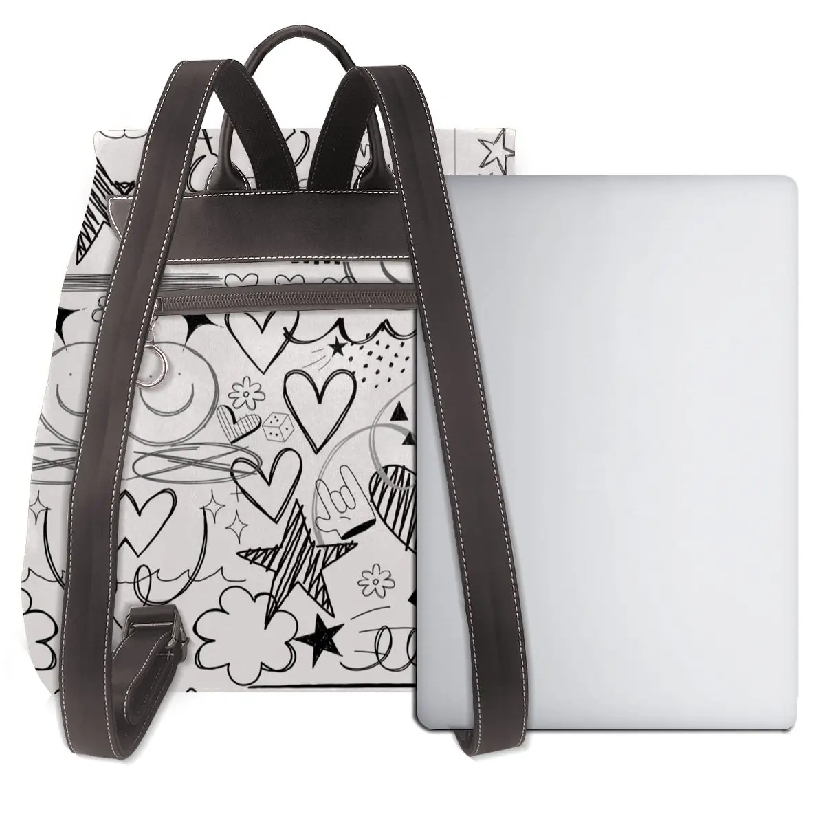 Nieuwe dames multifunctionele graffiti stijl prints rugzak casual lederen schooltas voor meisjes mode reizen schoudertas