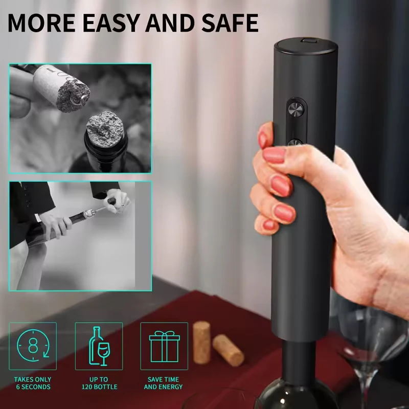 Electric Wine Bottle Opener Automatic Red Wine Corkscrew Wine Opener Wine Tools Kitchen Products Performance Plastic
