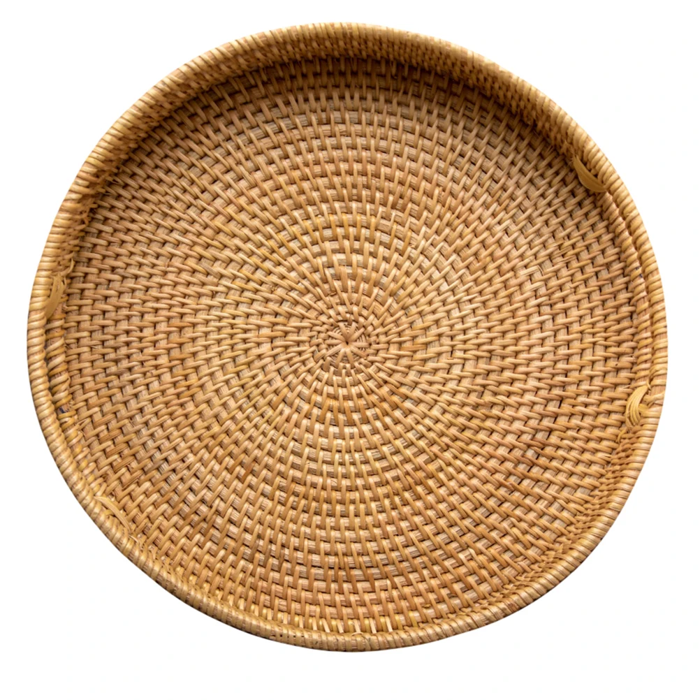 

Rattan Storage Basket 30X5CM Eco Friendly Home Decor Fruit Tray Hand Woven Basket Smooth Kitchen Barware