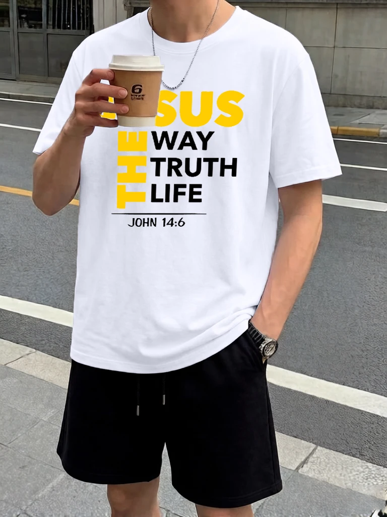 

Jesus The Way Truth Life Design Jogging Casual Sportpants Male 2 Piece Set Summer New Shorts Cotton Simple All-Match Sportswear