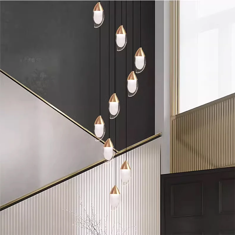 Modern Mango Chandeliers For Kitchen Island K9 Crystal Staircase Simple Nordic LED Pendant Lights Luxury Dining Room Living Room