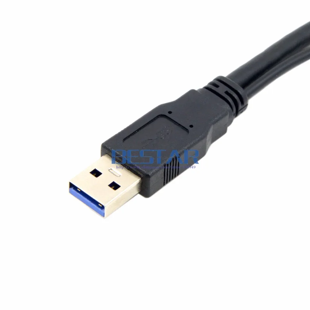 검정색 USB 3.0 USB3.0 남성-듀얼 USB 여성 추가 전원 데이터 Y 연장 케이블 20cm 2.5" 모바일 하드 디스크용