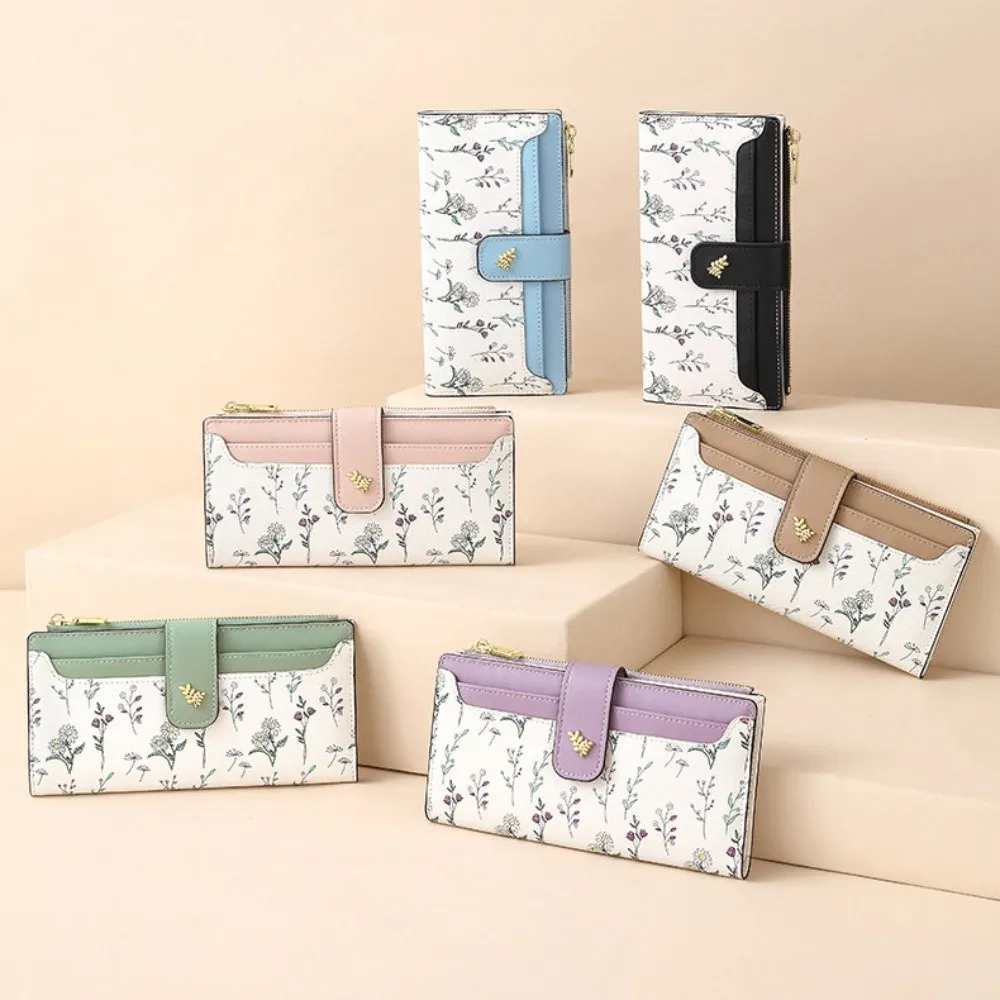 

Portable Waterproof Long Folding Wallet Lightweight PU Leather Money Purse Bag Handheld Zipper Check Credit Card Bag Female