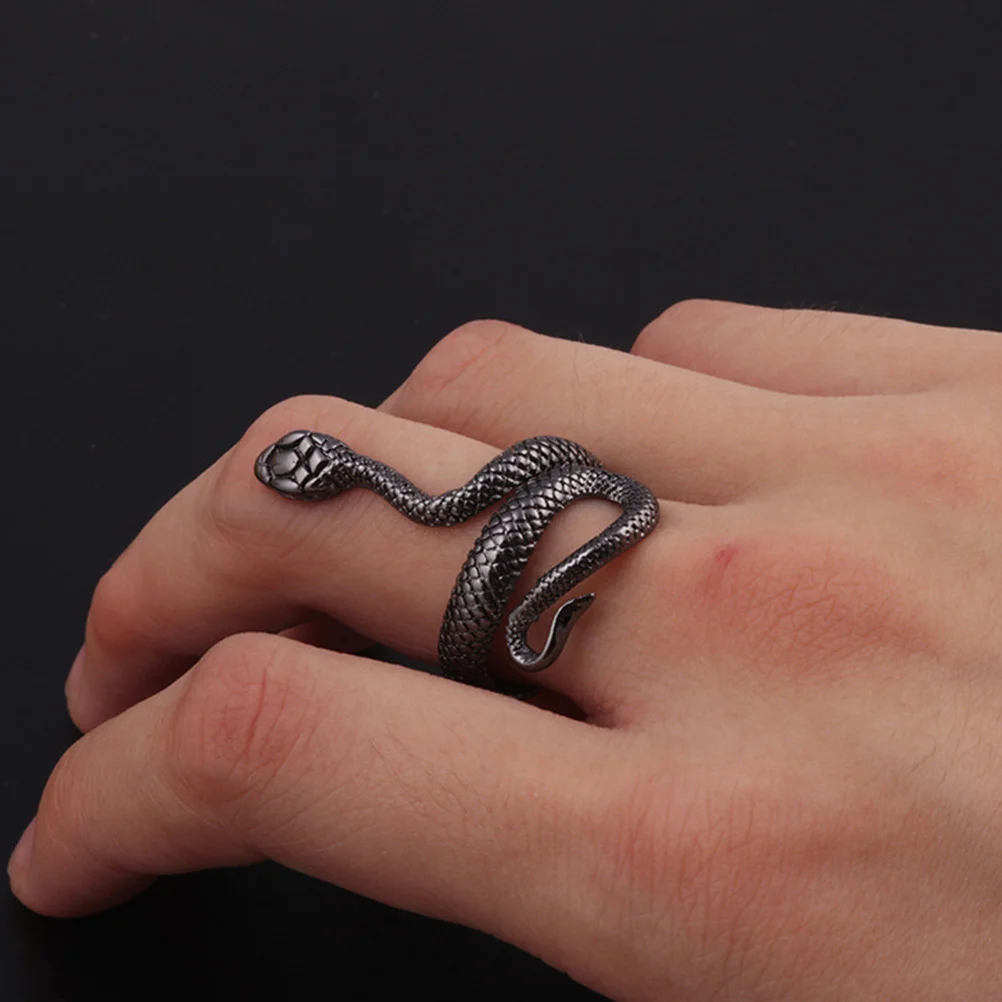 

10pcs Snake Shaped Rings Male Finger Jewelry Punk Style Decorative High Quality Alloy Anti Rust Gift Boyfriend