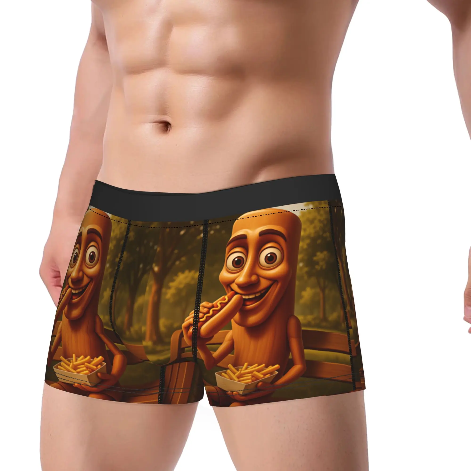 Tung Tung Sahur Park Snack Time Cartoon Underwear  Pattern Boxershorts Quality Men Panties Breathable Boxer Brief Birthday Gift