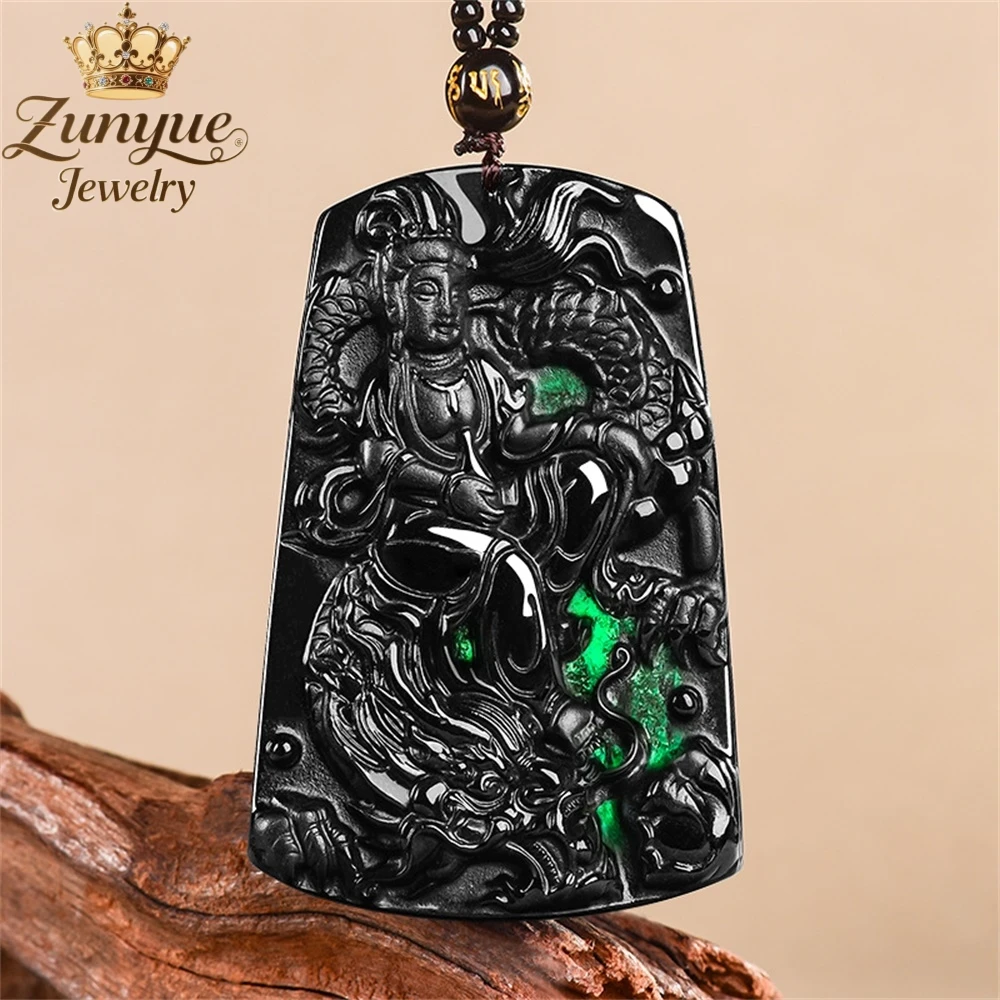 

Натуральный жадеит, черный нефрит, верхом на драконе Гуаньинь, кулон с драконом, роскошные качественные ювелирные изделия, модные украшения, изысканные элегантные подвески