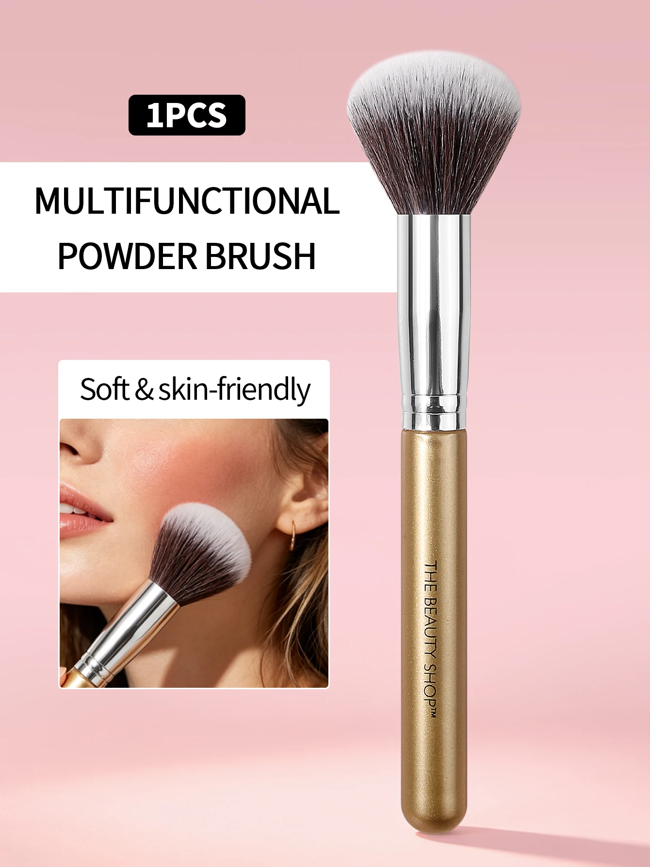 1PCS Makeup Brush, Multi-purpose Brush for Blush, Highlight & Contour, Dense Soft Bristles Beauty Tool for Women