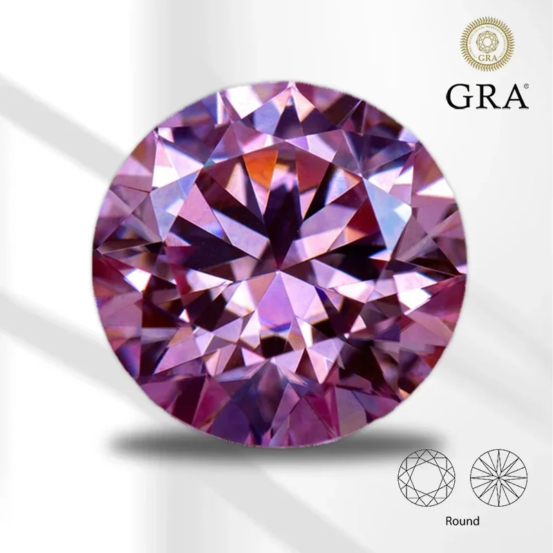 

Moissanite Stone Round Cut Sakura Pink Color VVS1 with GRA Certificate Gemstone Charms Beads Jewelry Making Necklace Materials