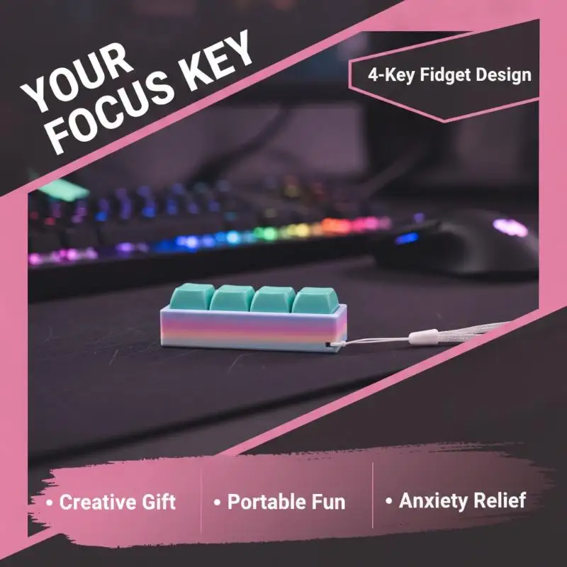 Portable Anti-Stress Fidget Toy with Button Lanyard Lightweight Small Size Stress Relief Toy for Camping Hiking Boredom Killing