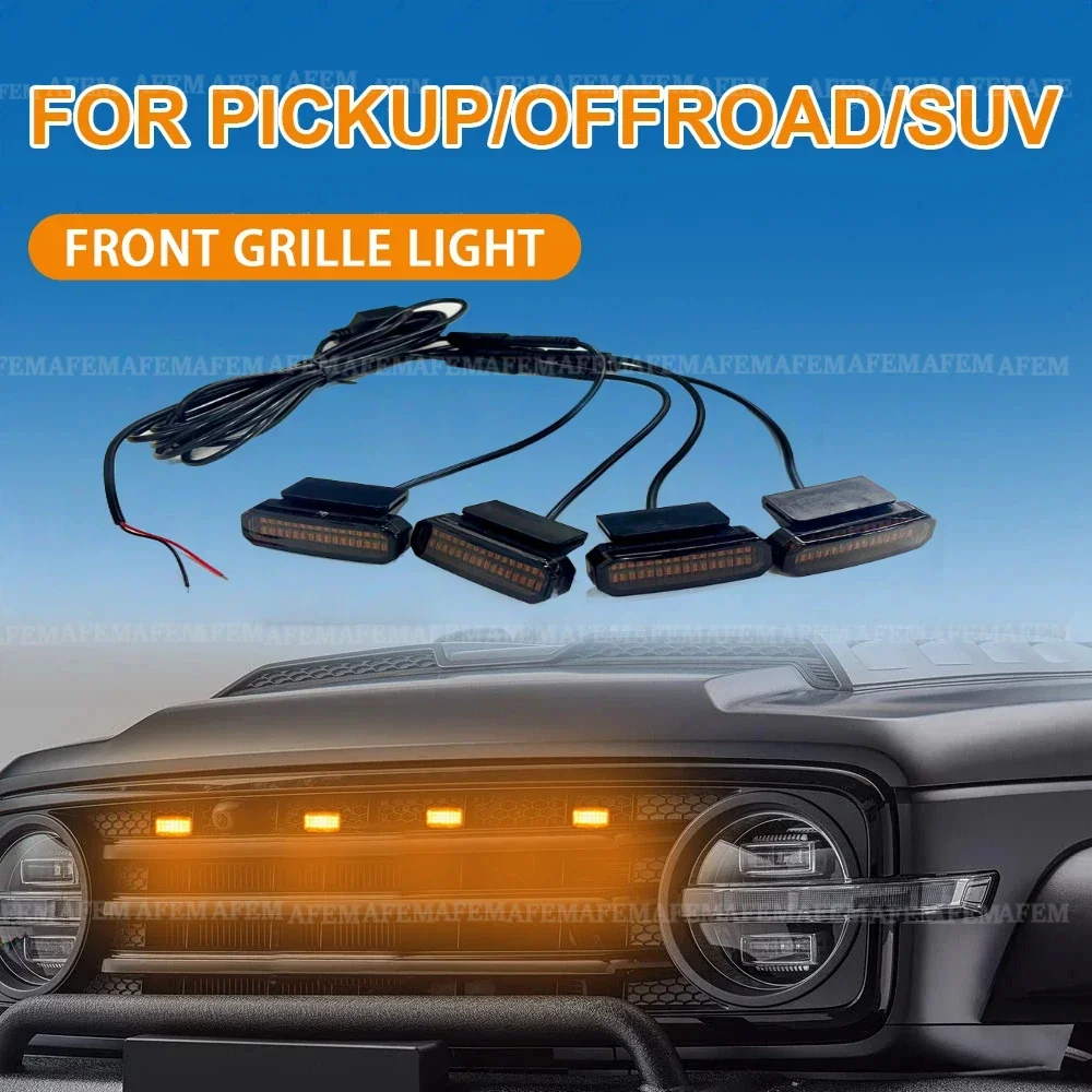 LED Front Grille Light For Pickup Offroad Suv Car Daytime Running Light Wheel Eyebrow Lamp 12V