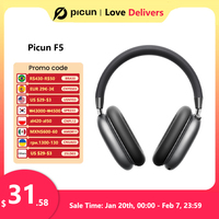 Picun F5 ANC Wireless Bluetooth 5.3 Headphones Hi-Res Audio Over Ear Headset 25dB Adaptive Noise Cancellation Earphones 50H