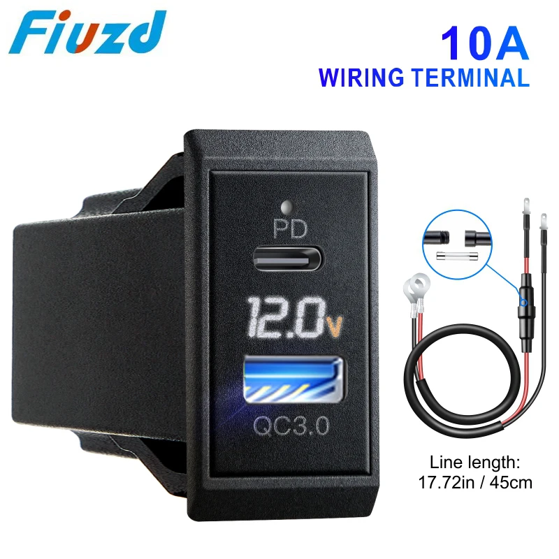 

QC Car Socket Charger Power Adapter For Toyota 12-24V Voltmeter LED Car Accessories Dual USB Quick Charge For Mobile Phone