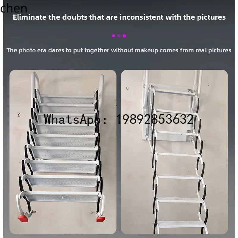 ii-wall-mounted loft telescopic staircase thickened integral folding lift ladder