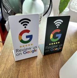 13.56Mhz Programmable Google Review Card NFC Station Table NFC Google Reviews On Display Bending Card Standing Brand Bracket