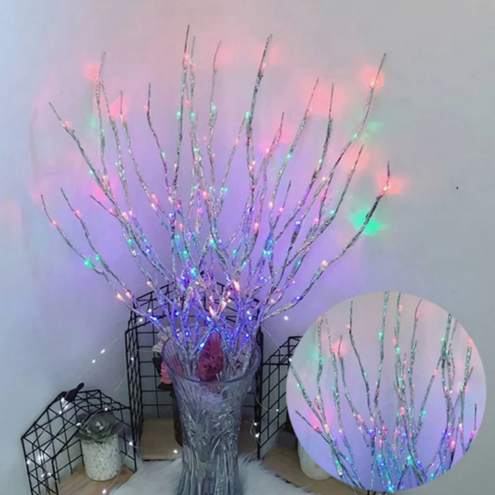 2PCS Decorative LED Lighted Branch Light Battery Operated Artificial Twig Branches Vase Filler for Christmas Holiday Party DecoR