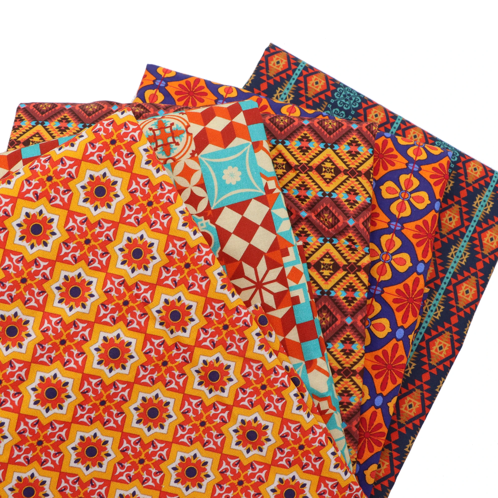 Pre-cut 5pcs/set African Print African Kente Print Precut Quilting Fabric Fat Quarter Fabric Bundle, Polyester Quilting Squares