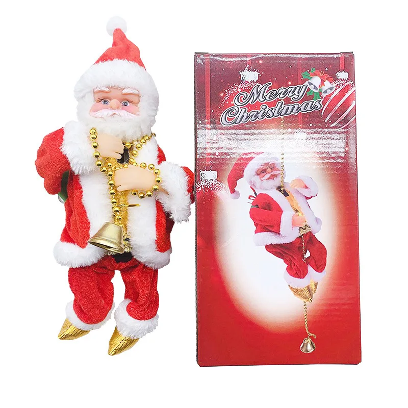 Electric Climbing Pearl Music Santa Claus Doll Toys, 2025 Christmas Ornaments Gift Christmas Tree Decor Merry Christmas Hanging