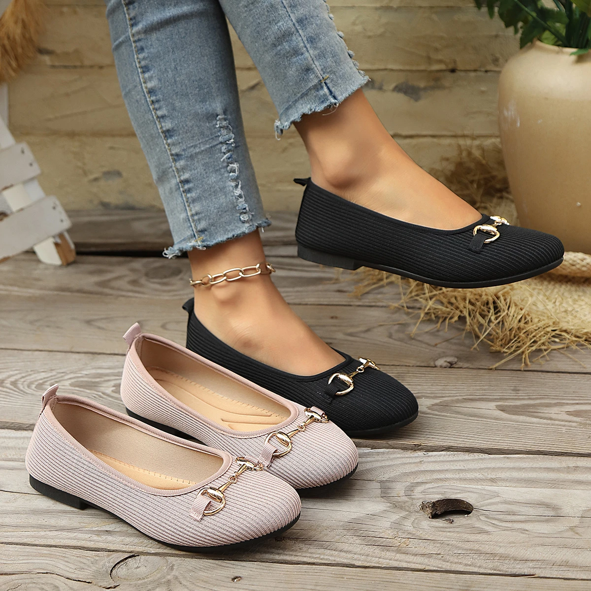 Spring Women Flats Shoes Knitting Sock Sneakers Breathable Slip on Shoes Female Round Toe Loafers Plus Size Lightweight Shoes