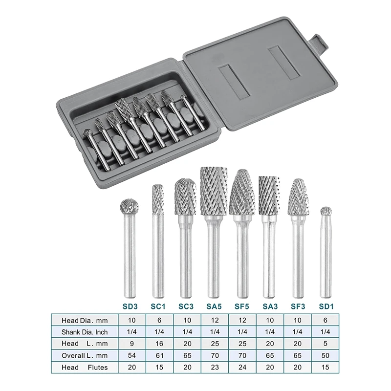 1 Set Carbide Burr Set Rotary File Rasp For Metal Wood Weld Concrete Stone Grinding