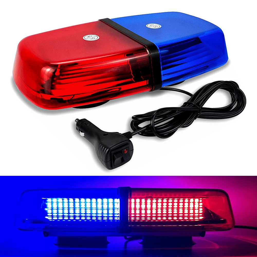 LED Emergency Strobe Lights Beacon Red Blue Car Roof Top Safety Warning Light Bar Police Flashing Signal Lamp For 12/24V Vehicle