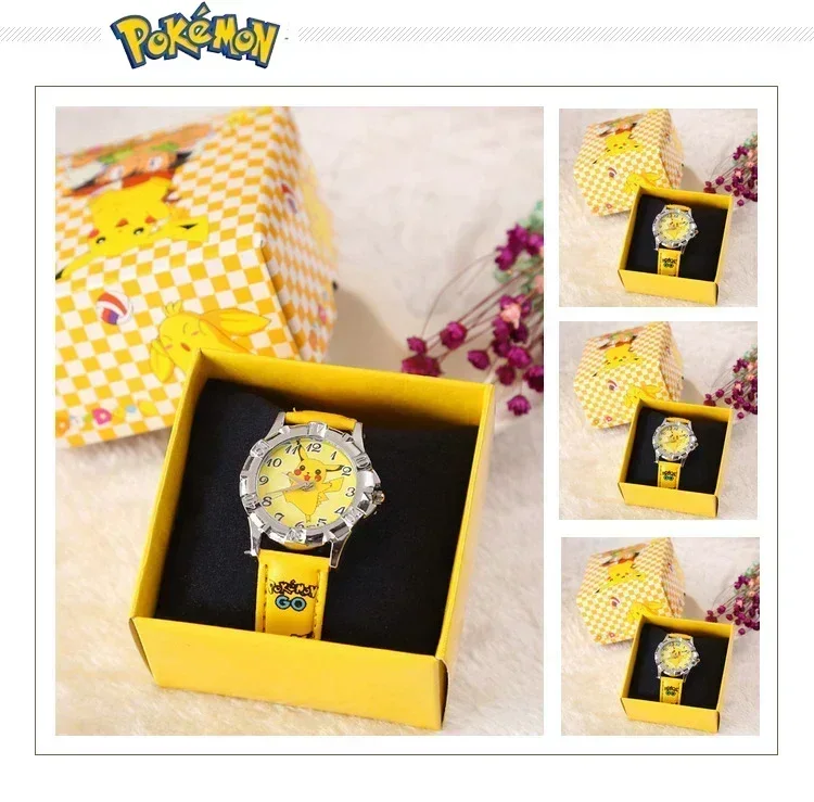 Pikachu silicone watch kids quartz wrist cartoon Figure boys girl\'s watch gifts toys Christmas gifts with Box