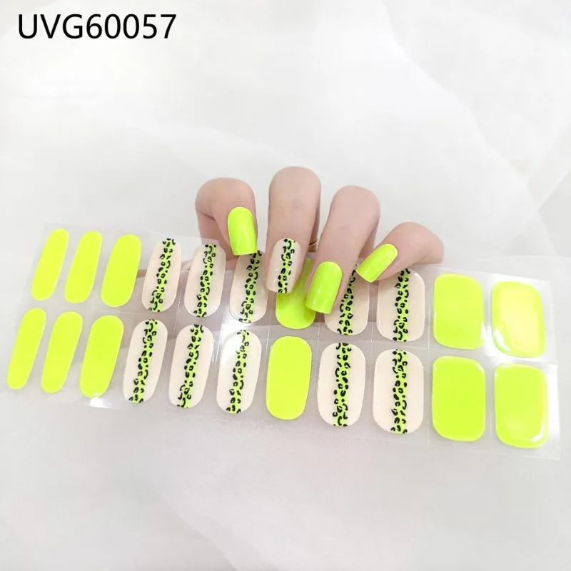 20Tips French Manicure Semi-Cured Gel Nail Patch Slider Adhesive Waterproof Long Lasting Full Sticker Harden in UV Lamp