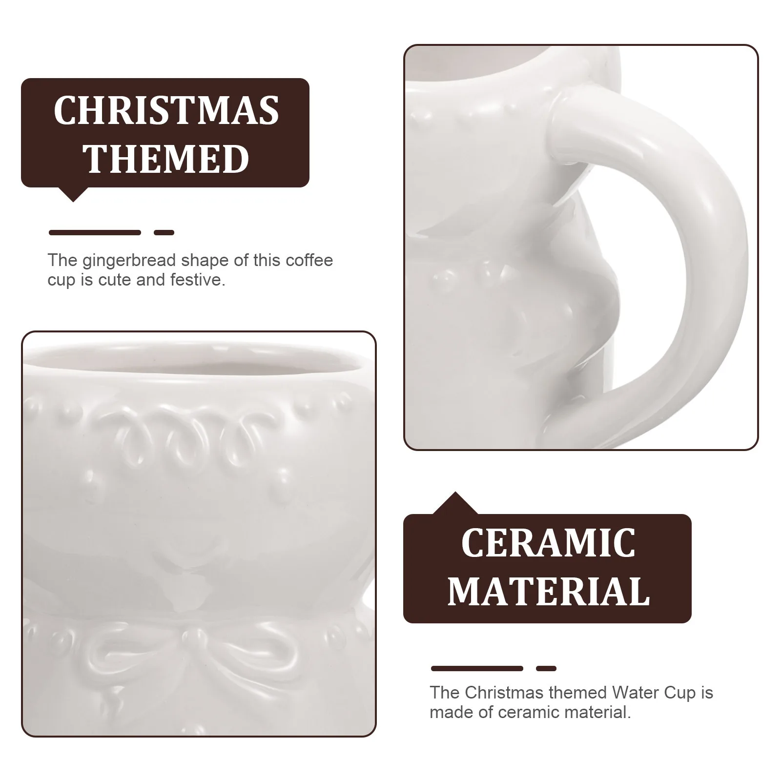 Ceramic Gingerbread Large Capacity Christmas Coffee Cup Cute Holiday Milk Cup Decorative Xmas Gift Gingerbread Mug