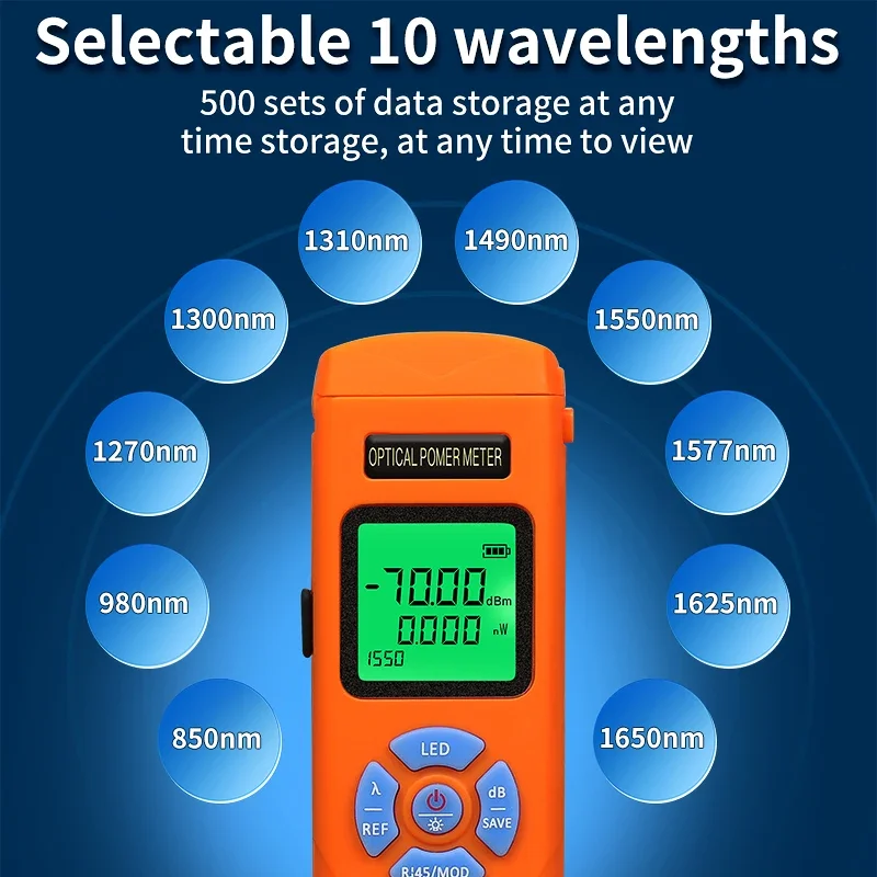 COMPTYCO Rechargeable Optical Power Meter High Precision FTTH Fiber Optic Power Meter with LED OPM SC/FC/ST