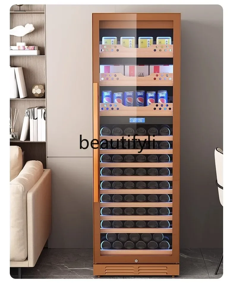 

Premium gold Wine Cabinet Constant Temperature Wine Cabinet Air-Cooled Hanging Cup Tea Refrigeration Integrated Cabinet