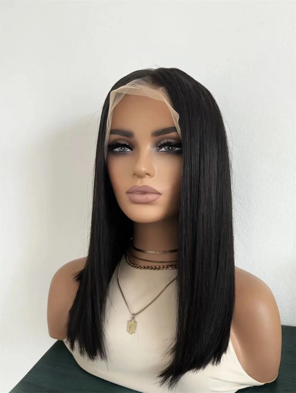 Soft Short 18Inch Natural Black 5x5 Silk Base Silk Straight Jewish Human BabyHair HD Lace European Hair Glueless Preplucked