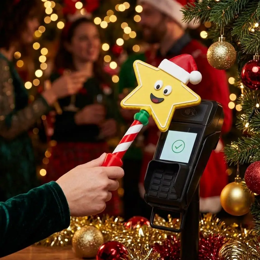 3D Printed Christmas Credit Card Wand Plastic Christmas Star Contactless Payment Wand Non-Contact Novelty Santa Tap To Pay Wand
