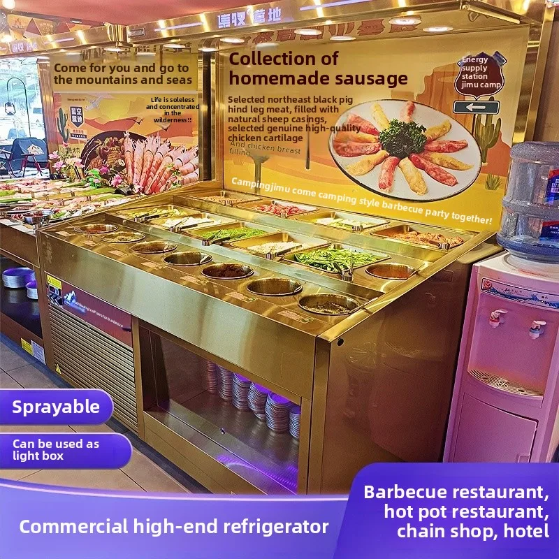 خزانة عرض مزدوجة الحرارة لتبريد الهواء الموفر للطاقة من ساشيمي والسوشي مع التحكم في الرطوبة #3