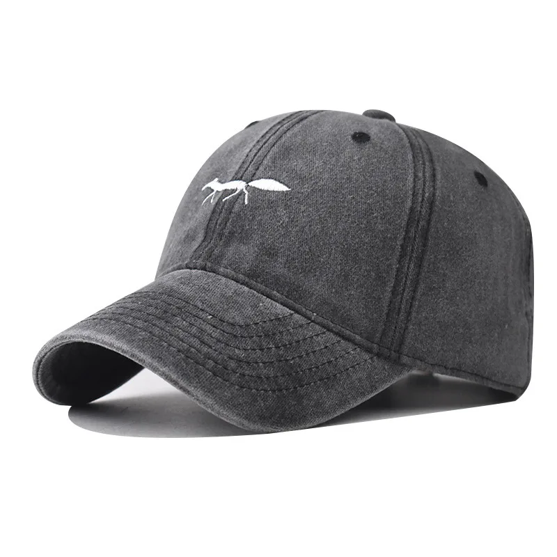 

New Cotton Washed Vintage Fox Embroidered Baseball Cap Classic Cartoon Animal Outdoor Personality Dad Hat