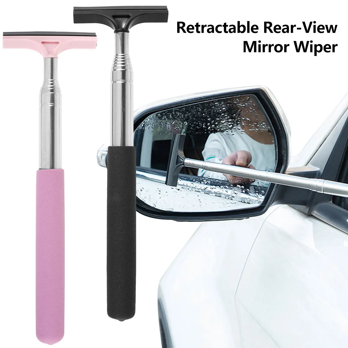 

Car Rearview Quick Wipe Waterproof Anti-glare Anti-fog Telescopic Rearview Mirror Wiper Glass Rearview Mirror Cleaning Supplies