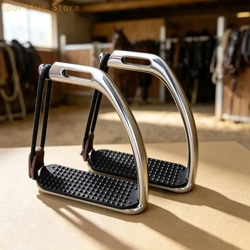 Horse Stirrups Pair in Stainless Steel with Textured Treads for Trail Use X7JD