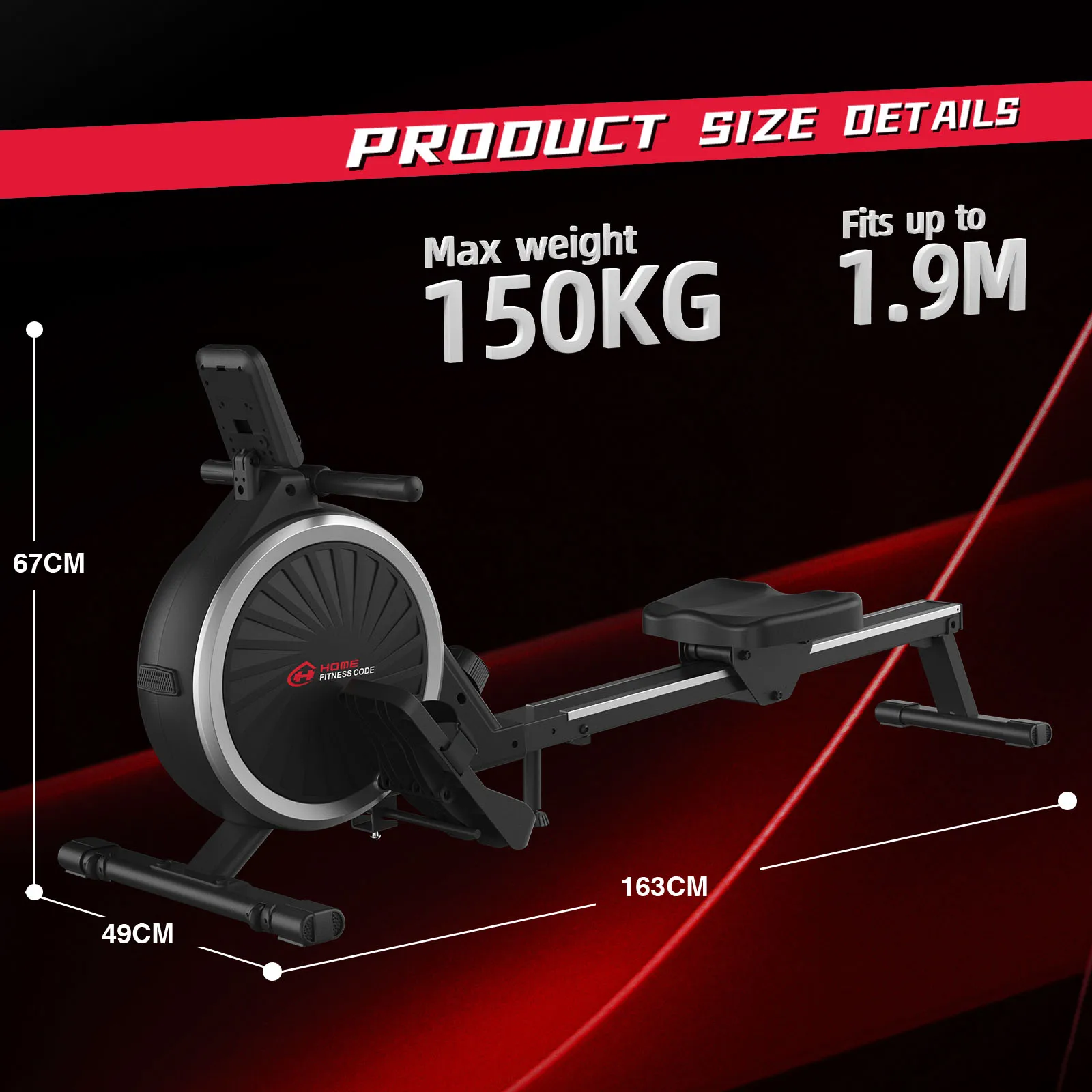 Botifly Rowing Machine Magnetic Quiet Magnetic Rowing Machine Home Gym 16 Levels Resistance Real Weight Caoacity 150KG Full-Body Workout