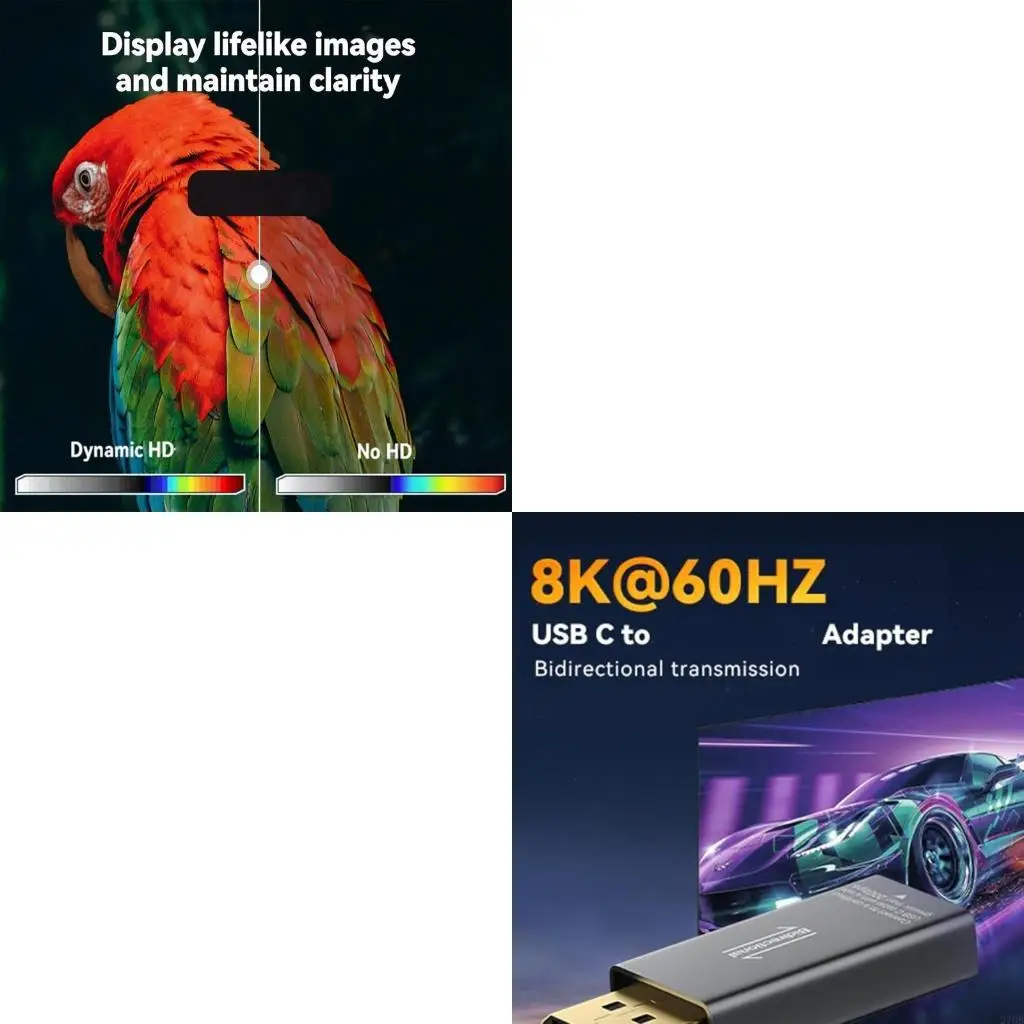 Bidirectional USB C To DisplayPort Converter With Plug And Play Function Support 8K 60Hz For Various Devices