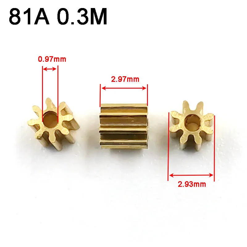 8-1A 0.3M Copper Pinion OD=3mm DIY Aircraft Remote Control Helicopter Parts Micro 8 Teeth Brass Gears 8T