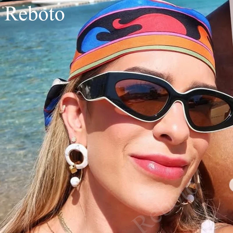 Luxury Cat Eye Sunglasses for Women Fashion Brand Sexy Cateye Sun Glasses Shades Vintage Black White Eyewear Big Frame Trendy