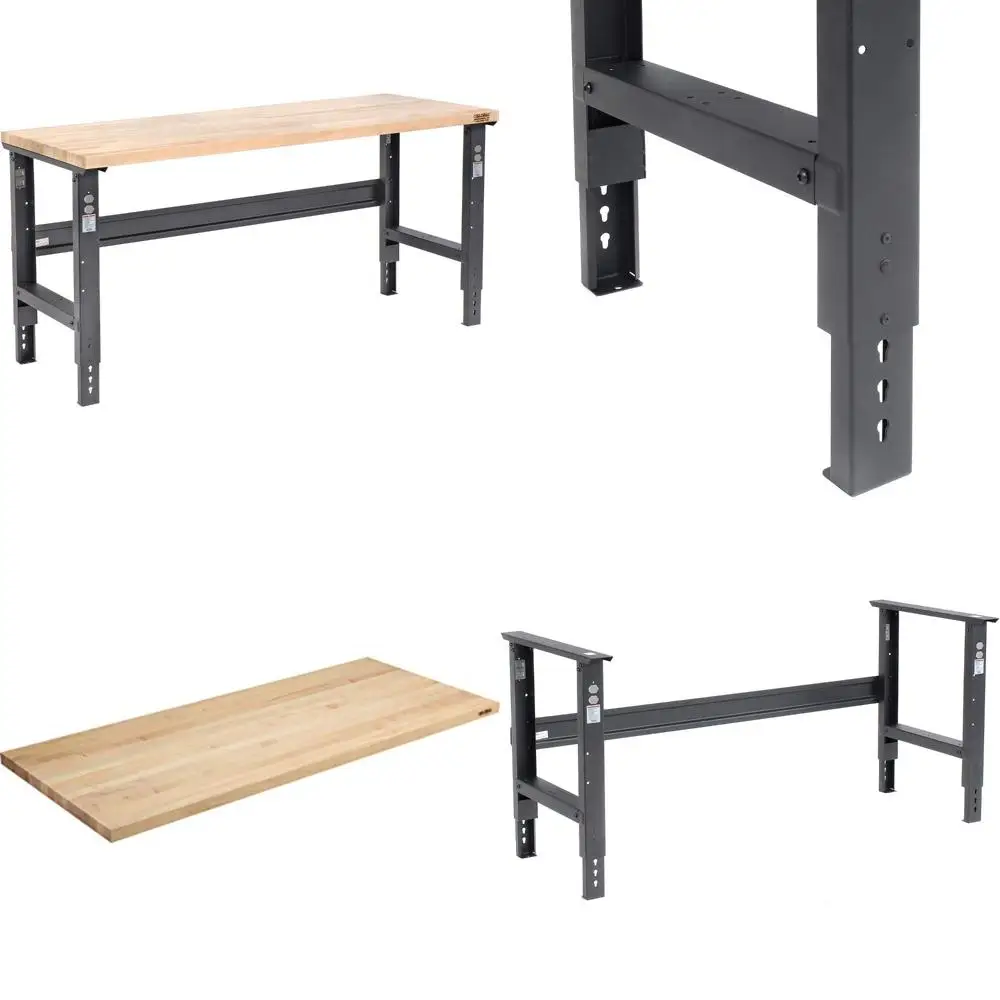 

Промышленный верстак с регулируемой высотой, столешницей из кленового мясного блока, квадратным краем, шириной 72 x глубиной 30 дюймов, черный