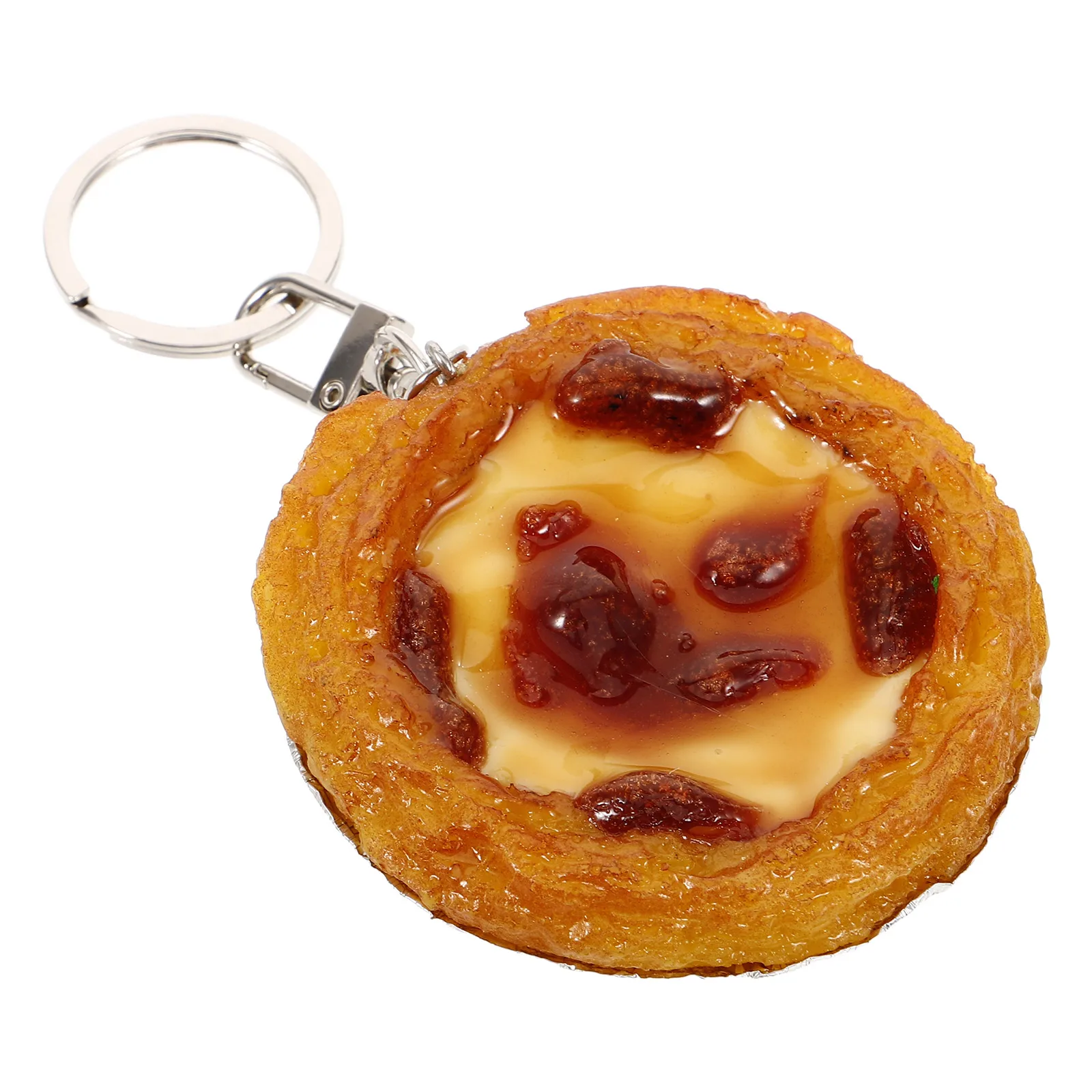 

Egg Tart Keychain Lightweight Hanging Bag Charm Realistic Shape Novel Design Kids Gift Simulation Food Pendant