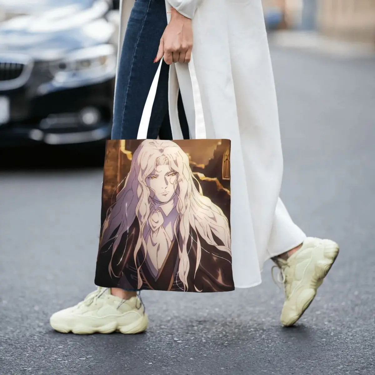 Alucard Castlevania Nocturne Bolsas de compras dobráveis de lona Bolsa tote feminina bolsa de ombro bolsa de viagem
