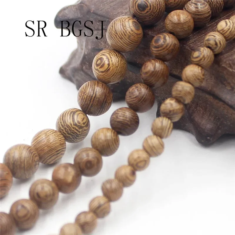 108pcs  6mm 8mm 10mm Jewelry DIY Round Tiger Sandalwood Mala Meditation Loose Beads