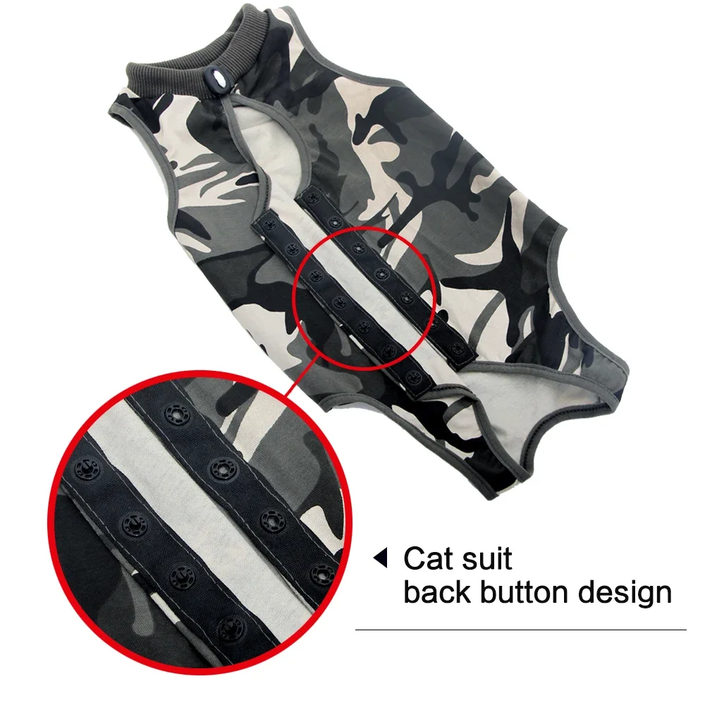 Pet Cat Weaning Cotton Clothes Surgical Post Surgery Onesie Clothes Licking Protective Cat Recovery Suit for Male and Female